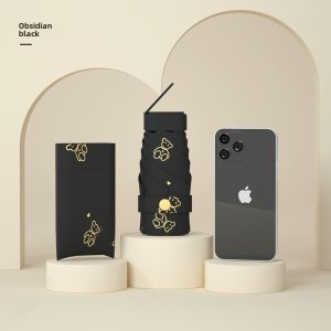 Pocket Umbrella Ultra-Light Mini Ultra-Fine 12cm Six Fold Sun Umbrella Card Vinyl UV Protection Foldable and Portable