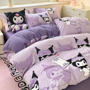 Dansunreve Quilt Cover Washed Cotton Duvet Cover Sanrio Kuromi Cinnamoroll Pochacco Kitty Comforter Cover with Zipper