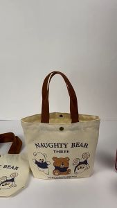 Totebag Canvas | Tas Selempang wanita | Tas bekal | Totebag Motif Beruang Bear