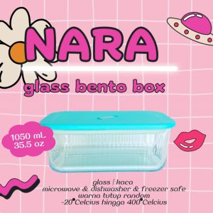 NARA Glass Bento Box | Food Container | Lunch Box | Tempat Makan Kaca Wadah Makanan Microwave Aman Kapasitas 1050 Ml - Lazada