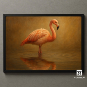 Tranh Nghệ thuật "Hồng Hạc Soi Mình" VIETSMART ART - Sơn dầu 45 x 60cm