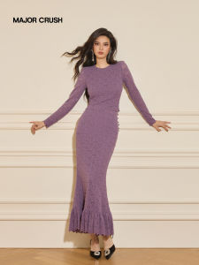 Lace Fishtail Purple Floral Dress