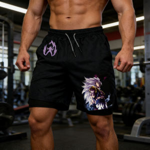 Bandai | 2026 Summer Dragon Ball Super Wu Gita Super Five Form 3D Printed Double Layer Fake Two Sports Loose Breathable Quick Dry Shorts