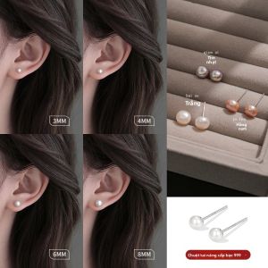 Lnieer | Bông Tai Bạc Đế Chất Sterling Freshwater Pearl