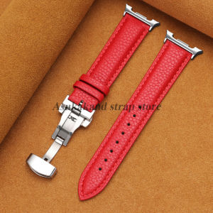 No Gaps Leather Strap for Samsung Galaxy Watch 8 44mm 40mm Bands for Galaxy Watch 8 Classic 46mm Butterfly Buckle Men Accessorie