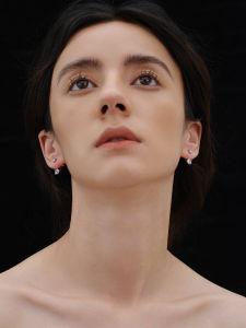 Jilifang Old Qian Style Original Design Classy Exquisite Mini Small Silver Beans Diamond Rear-Wear Earrings Stud Earrings