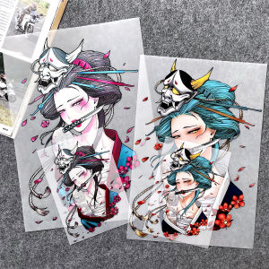 Reflective Car Stickers Japanese Beauty Samurai Scratches Car Window Door Body Decal Car Decoration Stickers