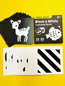 BEAR TALE Visual Magic FlashCards Black White Learning Cards Baby Educational Toys Double Sided Cognitive Flash Large Size