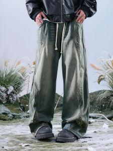 American Style Loose Washed Patchwork Distressed Vintage Pants