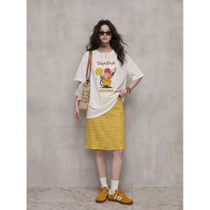 GULILI | Cartoon Yellow Polka Dot T-Shirt Skirt OOTD Summer Relax Fit Womens Outfit