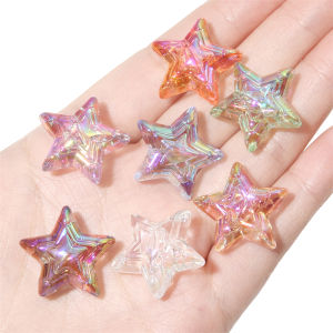 4pcs/Bag Acrylic Loose Spacer Beads UV Effect Clear Star Beads For Handmade Bracelet Earrings Necklace DIY Parts Jewelry Findings Star Shaped Bead Beads Shapes Star Stencils - Lazada