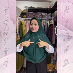 Jilbab Instan Bergo Pet Jersey Ukuran L / Hijab Sorong / Kerudung Sport Instant - Yansya Hijab
