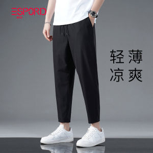 Mens Summer Ice Silk Casual Pants Thin Quick Dry Straight Leg Loose Large Size Leisure Trousers Spordela Straight Tube Long Pants