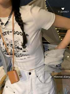 Áo Thun Nữ Tay Ngắn Mùa Hè 2024 Dáng Ôm Vừa Vặn Cạp Cao Hở Eo Ngắn Phong Cách Hàn Quốc Thời Trang Thường Ngày