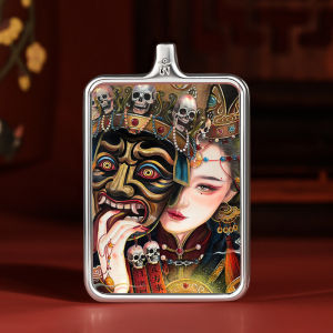 Tibetan Thangka Pendant Womens Style Lucky Wealth Goddess Necklace Unmoving Vajra Gau Box Buddha Amulet Titanium Steel