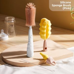 SHI YUE JIE JING | Portable Newborn Baby Milk Bottle Nipple Cleaning Brush Set