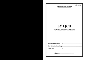 Quyển lý lịch của người xin vào Đảng mẫu 2-KNĐ theo HD38 tháng 9 năm 2025