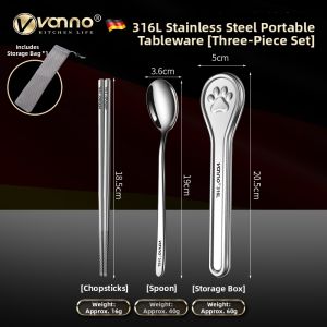VONNO | 316 Stainless Steel Portable Travel Cutlery Set