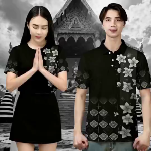 เสื้อโปโลไทยลอยกระทง สำหรับทุกเพศ แขนสั้นระบายอากาศดี ใส่ง่ายและสบาย