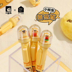 KUKI Cute Little Bear Bug Landscape Creative Cartoon Neutral Pen Stylish Design Black Ink Bullet Tip for Daily Writing And Studying