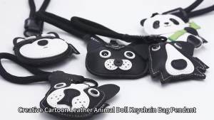 Fashion PU Leather Pets Dogs Animal Keychain Pendant Cute Husky Cat Couple Women Student Backpack Gift Jewelry Accessories