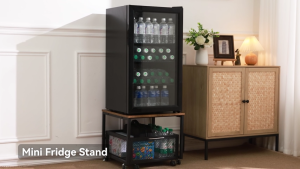 Refrigerator Rack Stand Heavy Duty Mini Fridge Stand with Storage Metal Printer Stand with Wheels Coffee Bar Mobile Cart for Home Dorm Microwave Office Home Bedroom