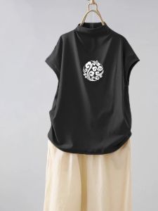 Loose Comfortable Slimming Cotton T-Shirt Overhead Short Sleeve Summer Artistic Style Versatile Large Size Crew Neck Top