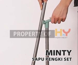 HOMYNEST Set Sapu Pengki 3in1 Alat Pembersih Lantai Praktis Broom Set Dustpan Portable Blue