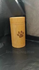 Handmade Bamboo Pet Urns Dog Paw Cat Foot Pattern Cremation Ashes Urn Keepsake Casket Columbarium Urns for Cat Dogs Accessories