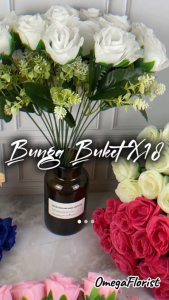 Bouquet Bunga Rose 18 Tangkai Artifisial – Bunga Mawar Rose Palsu Estetik untuk Dekorasi Ruang Tamu Pajangan Meja Tanaman Plastik Hias Interior Rumah Minimalis