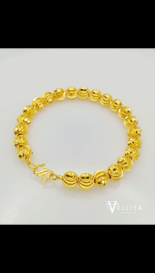[VJ]NEW! Cop916 Bangle “Ball Beads” 999.9 Gold Plated D:6cmx6cm Beads MoonCut Adults Bangles <Gelang Tangan Biji Boba>