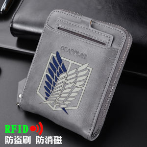 Attack on Titan Wallet Male Student Short Trendy Anti-Degaussing Youth University Retro My Neighbor Totoro Coin Purse