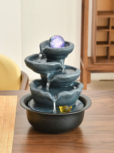 Modern Minimalist Wealth Attracting Office Living Room Decorative Fountain Circulating Water Crystal Ball Resin Crafted Ornament