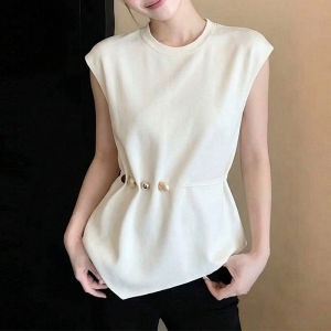 DAIXIANGFEIZI | Áo Thun Mỏng Giảm Eo Không Tay Cotton Mùa Hè