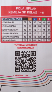 Pola Jiplak Kemeja SD Kelas 1~6 |  SEWING PATTERN POLA MENJAHIT