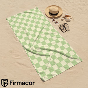 Beast Kingdom | Pale Green Checker Microfiber Beach Towel Quick Dry Sand Free Oversized Soft Absorbent Bath Towel for Swimming Pool Travel Gym