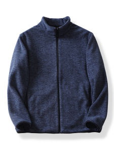 Mens Outdoor Windproof Double-sided Fleece Jacket Stand Collar Warmth Added Polyester Fiber Long Sleeve Standard Fit Jacket