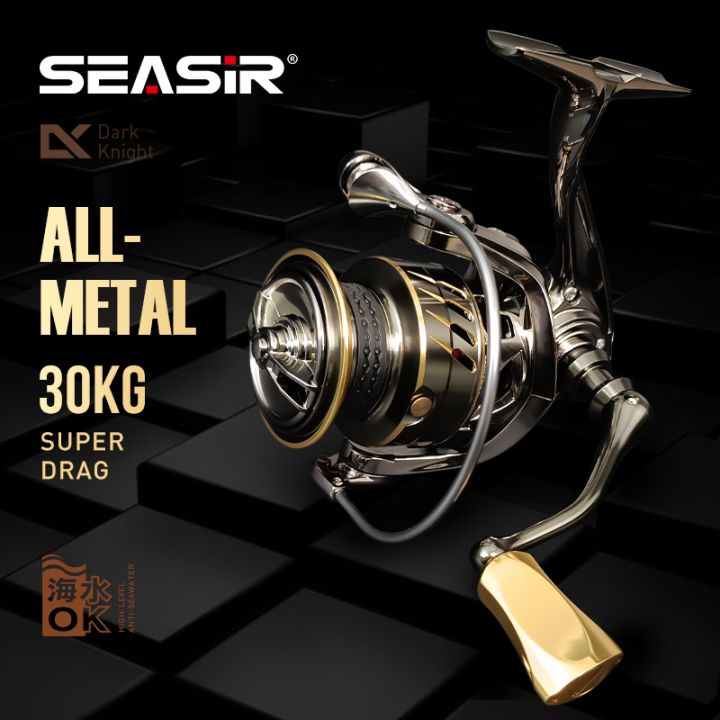 SEASIR Dark Knight Power Handle Ultra Light All Metal Spinning Fishing Reel  1000-6000 Series 7+1BB Gear Ratio 5.7:1/5.1:1 Super Drag 30kg Saltwater  Fishing Tackle CNC Aluminum Spool and Rocker