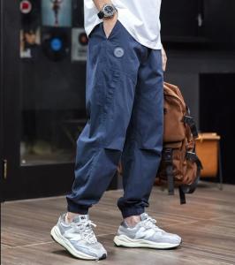 กางเกงทำงานลำลองทรงหลวมสำหรับผู้ชาย สไตล์ฮาร์รี่ สวมใส่สบาย สำหรับฤดูร้อน ป้องกันรอยยับ กระดุมหนึ่งชั้น เอวกลาง กางเกงขายาว