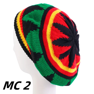 Reggae Jamaican Knitted Hat Bob Rasta Beanie Hat Skullcap Retro Stripe Printed Beret Cap Hip Hop Dance Headwear Fancy Party Hat