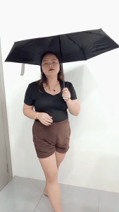 (ELLA SHOP) MIni 5 Folds umbrella black coated pocket portable anti ultraviolet with pouch