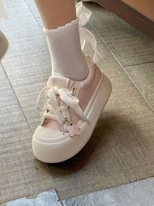 Thick Bottom Casual Super Fiber Bread Shoes Cute White Shoes Versatile Spring Summer Board Shoes Full Payment Appointment