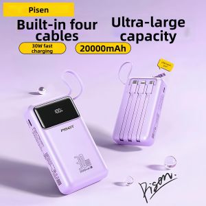 PISEN | Super Fast Charging Mini Power Bank With 4 Built-in Cables 45W 20000mAh