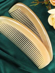 Authentic Large Size Natural Horn Comb Handleless Anti-Static for Hair Loss Prevention And Long Hair Care Home Use