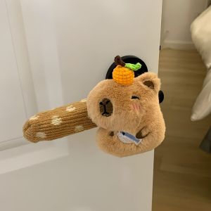 Adorable Capybara Plush Door Handle Protection Cover Home Decor Good Stuff Winter Anti-freeze Anti-static Door Handle Cover