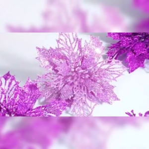 5Pcs Purple Christmas Tree Decorations Purple Christmas Tree Picks and Glittered Poinsettias Artificial Flowers Ornaments for Xmas Christmas Wreath Garland Handcraft