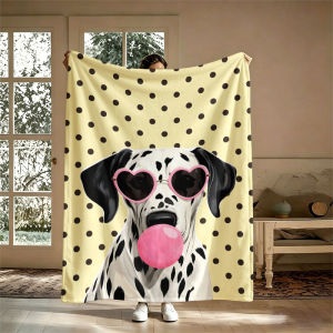 Dalmatian Heart Shades Dots Flannel Blanket Perfect for Sofa Office Bed Travel Sleep Read Relax Camping Four Season Use