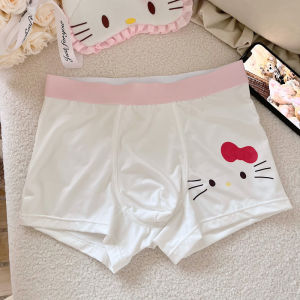 กางเกงบ็อกเซอร์ผู้ชายผ้าโมดอลระบายอากาศได้ดี นุ่มสบาย ลายแมวคิตตี้ ทรงเอวกลาง สำหรับเยาวชน ผ้าฝ้ายแท้ ระบายอากาศได้ดี