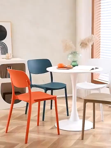 BONA Multi-Color Nordic Plastic Chair Dining Chair Stackable Home Office Chair Thickened Coffee Chair Study Chair 餐椅