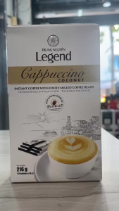 Date 09/27 Cà phê hoà tan rang xay Cappuccino Coconut Trung Nguyên Legend - Hộp 12 gói x 18gr ( có sữa)